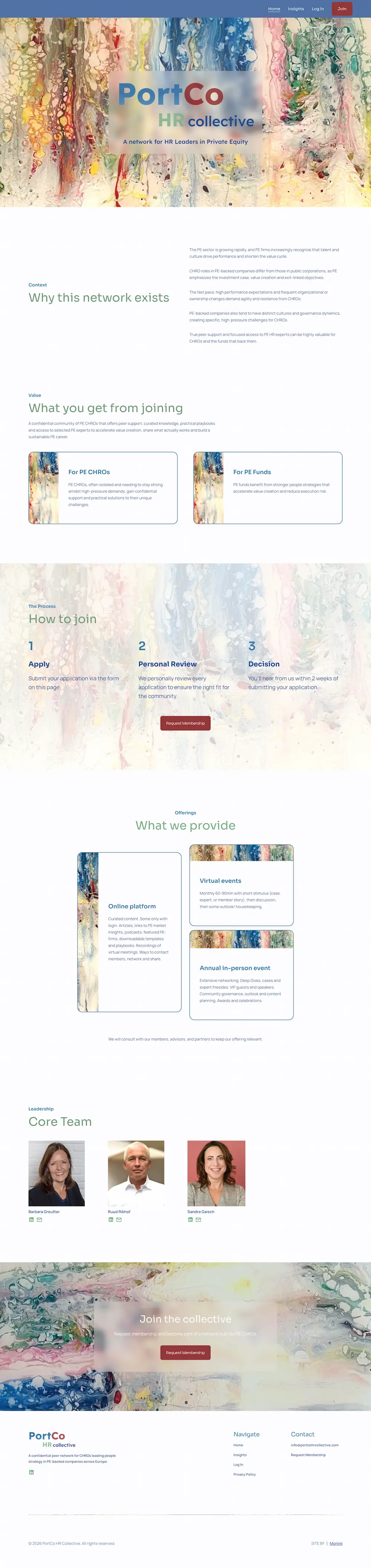 PortCo HR Collective homepage preview